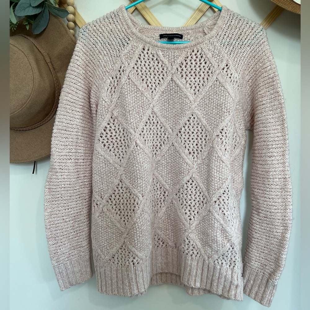 AMERICAN EAGLE Women's Pink Knit Sweater